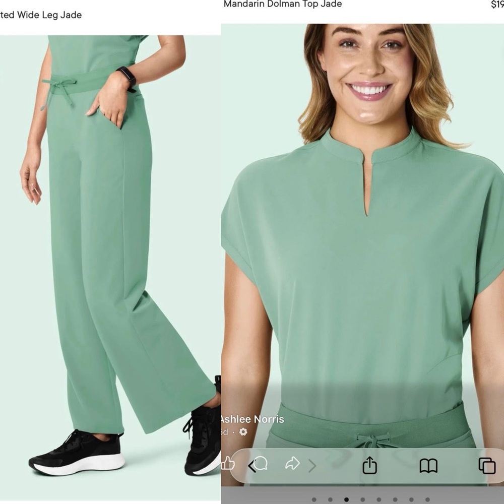 Wide Leg Pants Set in Jade — Women's Two-Piece